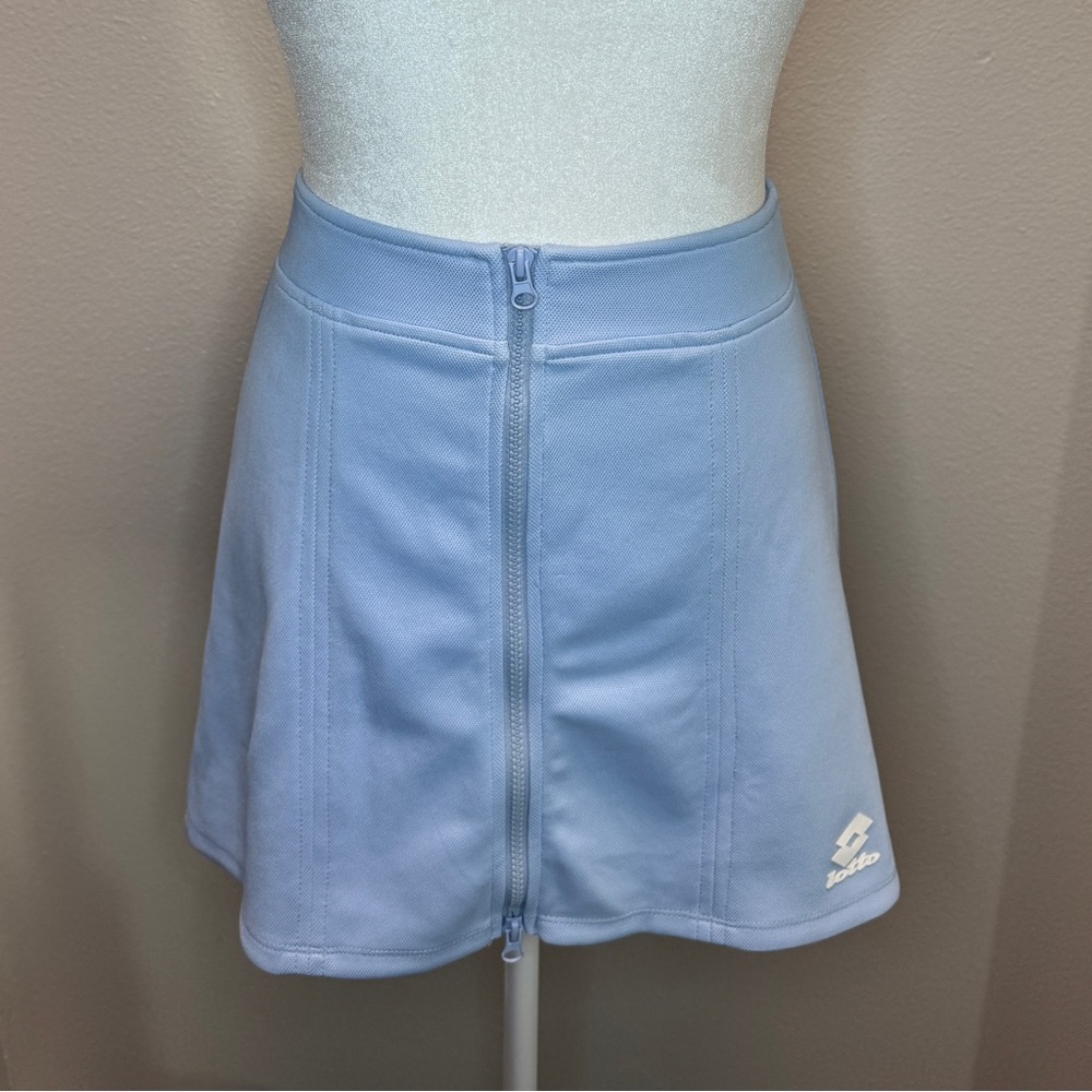 NWT Zara LOTTO Mini Skirt Women's Size Small Full Front Zipper Light Blue